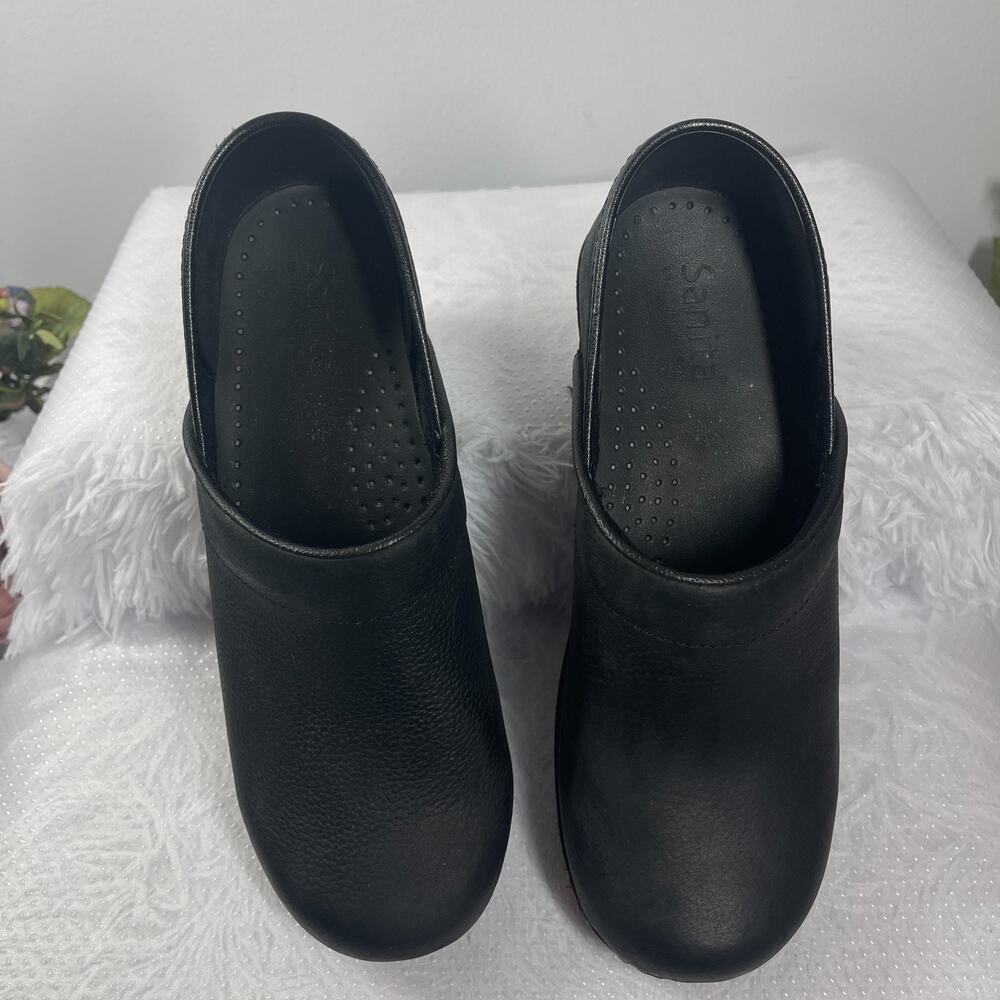 Sanita Scandi Cabrio Clogs Women's Size 7 Black Leather Comfort Slip On Gorpcore - Picture 5 of 8
